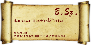 Barcsa Szofrónia névjegykártya